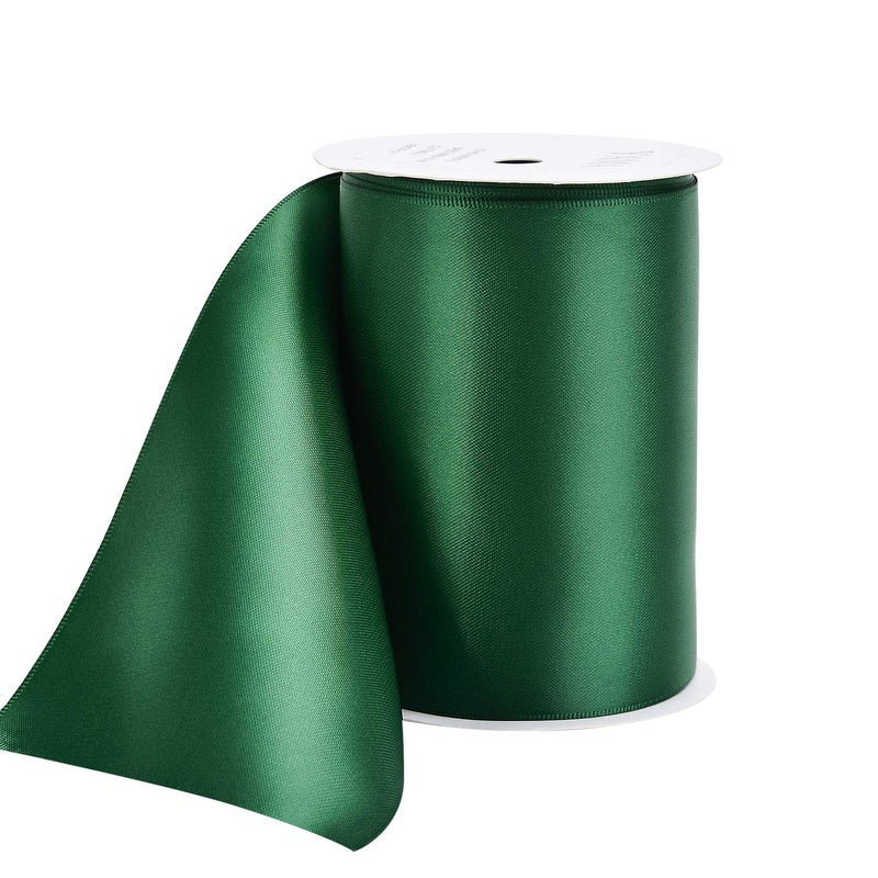 YAMA Double Face Satin Ribbon Roll - 4 inch Wide Solid Color Craft Ribbon, Great for Chair Sash,Making Bow, Sewing and Wedding Bouquet- 5 Yard/Spool, Green - Image 2